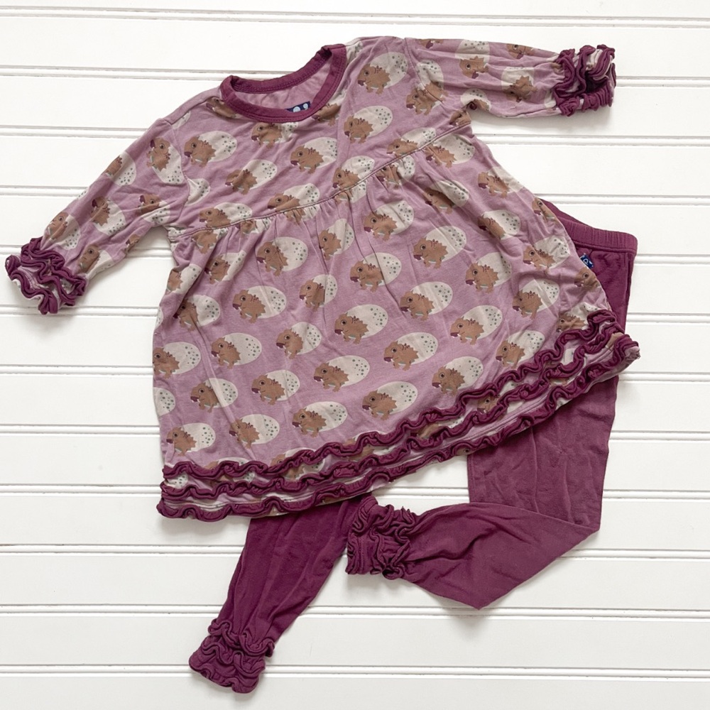 KICKEE PANTS Bamboo Dinosaur Egg Tunic & Leggings Set